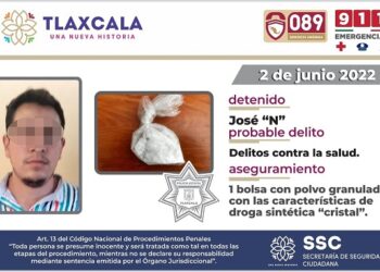 La SSC detiene a una persona por posesión de droga sintética en Cuapiaxtla.