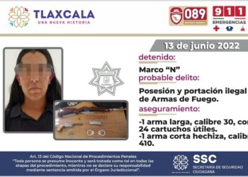 La SSC detiene en Tetla a dos personas por la portación ilegal de armas de fuego