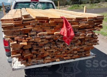 Asegura policía estatal material  forestal en Atlangatepec