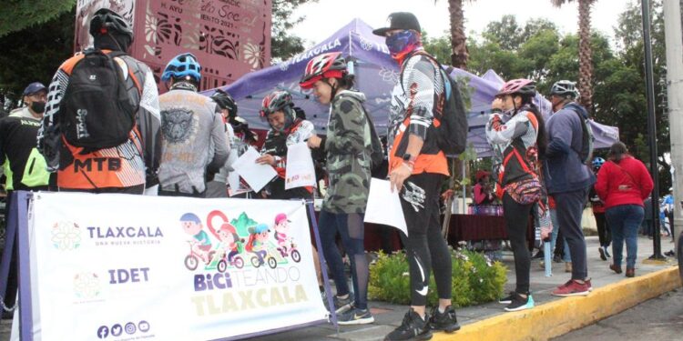 Reunió IDET a más de un centenar de ciclistas en “biciteando Tlaxcala”