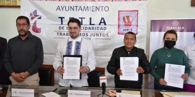 Firman convenio la secretaría de cultura y el municipio de Tetla de la Solidaridad