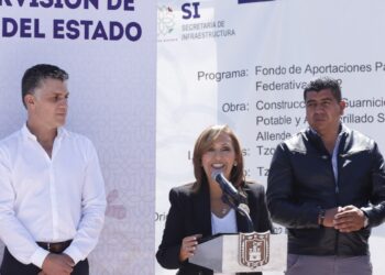 Supervisó gobernadora Lorena Cuéllar obra de pavimentación y servicios básicos en Tzompantepec