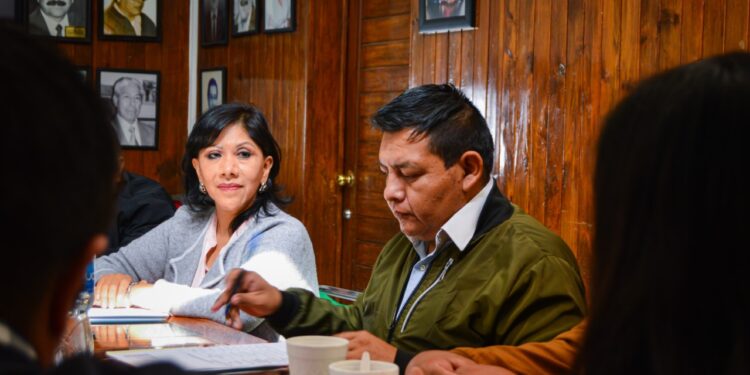 Anabell Ávalos Zempoalteca, dirigente del PRI estatal, sostiene reunión de trabajo con presidentes de comités municipales del PRI