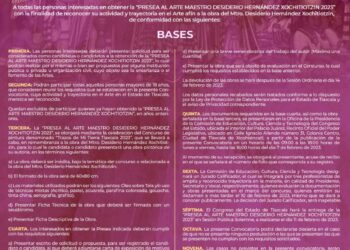 Emite Congreso convocatoria para entregar “Presea al Arte Maestro Desiderio Hernández Xochitiotzin 2023”.