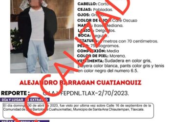 Presenta PGJE a masculino reportado por familiares como no localizado