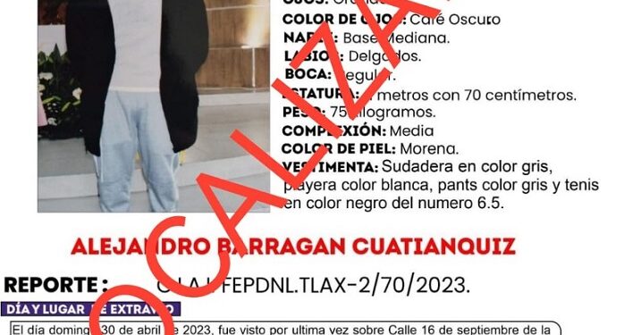 Presenta PGJE a masculino reportado por familiares como no localizado