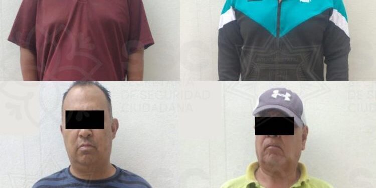 Asegura SSC a cuatro presuntos responsables por portación de arma de fuego.