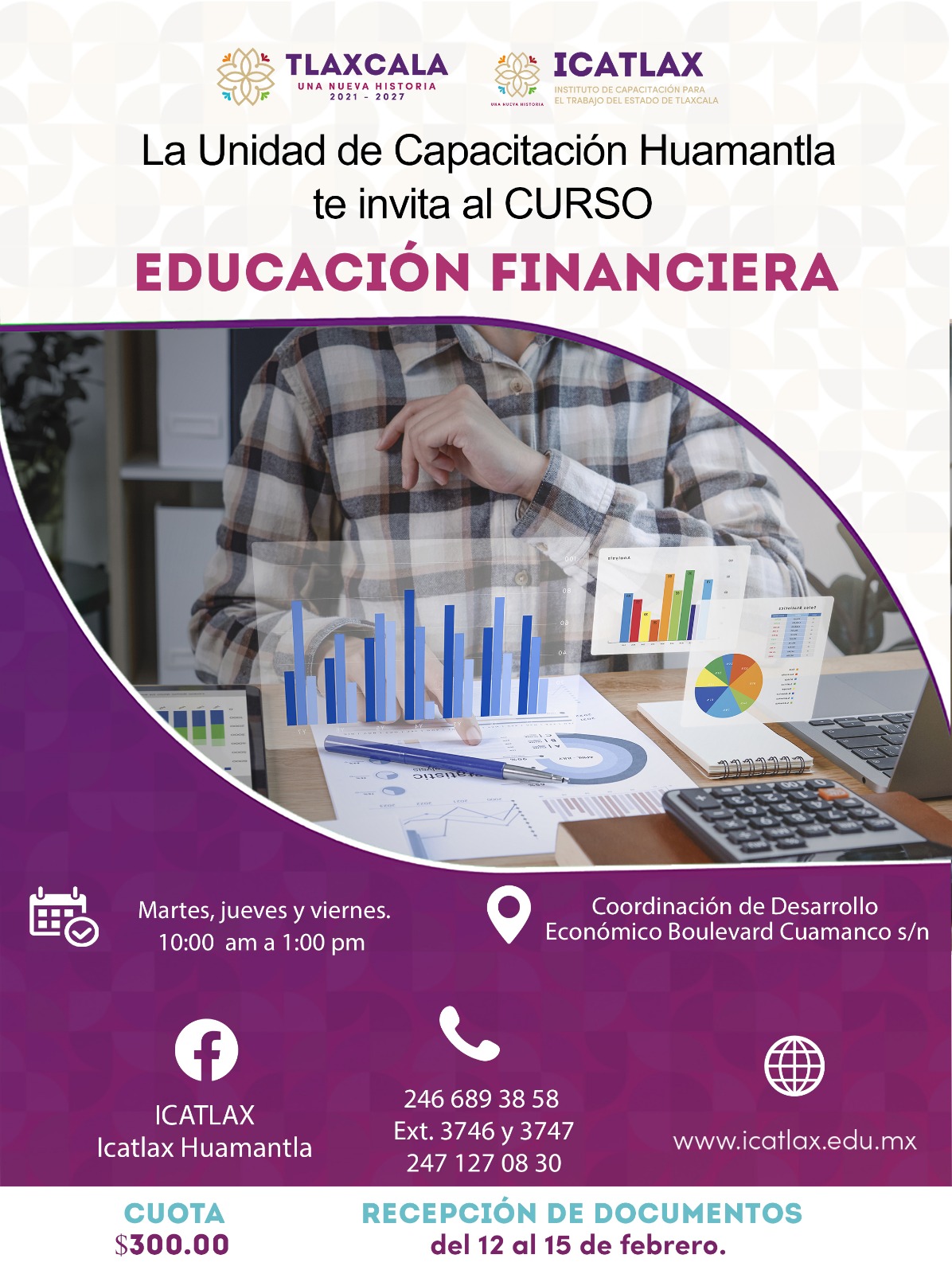 Lanzan Coordinación de Desarrollo Económico de Huamantla e ICATLAX convocatoria para Curso de Educación Financiera.