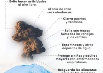 Emite Jurisdicción Sanitaria Il Huamantla medidas preventivas ante caída de ceniza volcánica.