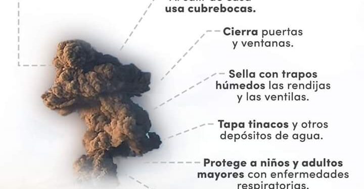 Emite Jurisdicción Sanitaria Il Huamantla medidas preventivas ante caída de ceniza volcánica.