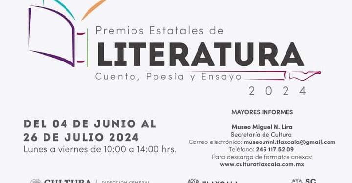 Convoca Secretaría de Cultura de Tlaxcala a participar en Premios Estatales de Literatura, Cuento, Poesía y Ensayo 2024.