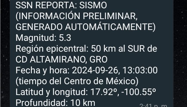 Se registran réplicas de sismos tras el acontecido la noche de este miércoles 25 de septiembre.