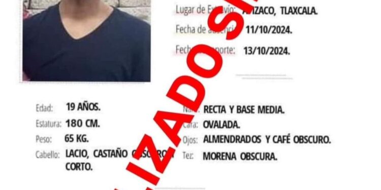 Tras estar en un bar de Apizaco, es localizado joven sin vid4 Tzompantepec.