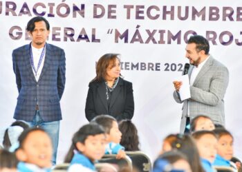 Inauguran Obras Públicas Educativas en Huamantla, Lorena Cuéllar Cisneros y Salvador Santos Cedillo