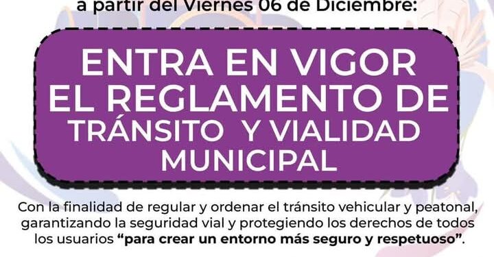 Entra en vigor este viernes 6 de diciembre en Tequexquitla Reglamento de Tránsito Vial.