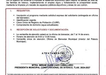 Convoca Ayuntamiento de Ixtenco a la primera jornada de Empleo Temporal 2025.
