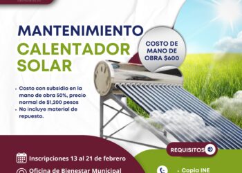 Ofrece Ayuntamiento de Ixtenco mantenimiento a calentadores solares con subsidio.
