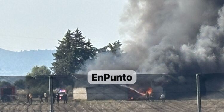 Se incendia bodega de llantas en Huamantla.