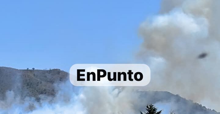 Mega incendio consume el cerro del Quimicho, en Tocatlán.