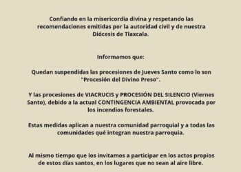 Suspenden actividades de Semana Santa en Atltzayanca, tras contingencia.