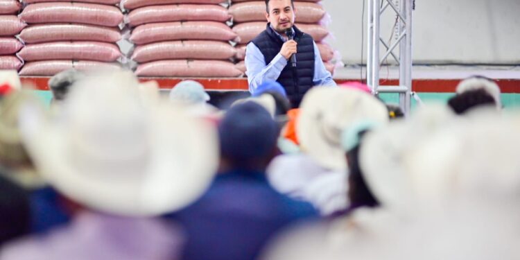 SALVADOR SANTOS CEDILLLO APOYA A LOS AGRICULTORES DE HUAMANTLA CON 90 TONELADAS DE SEMILLA DE AVENA MEJORADA