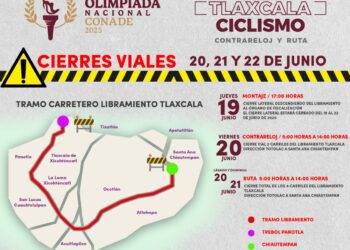 Anuncian cierre del libramiento Tlaxcala por competencias de ciclismo de la olimpiada nacional