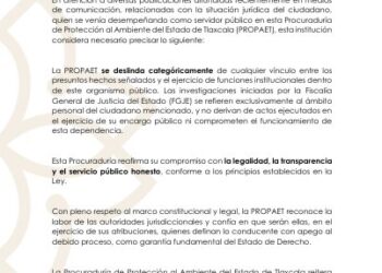 Postura de PROPAET respecto de actuación de persona e investigación en su contra