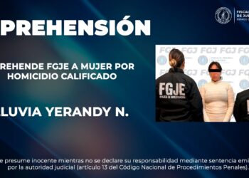 Aprehende FGJE a mujer por homicidio calificado
