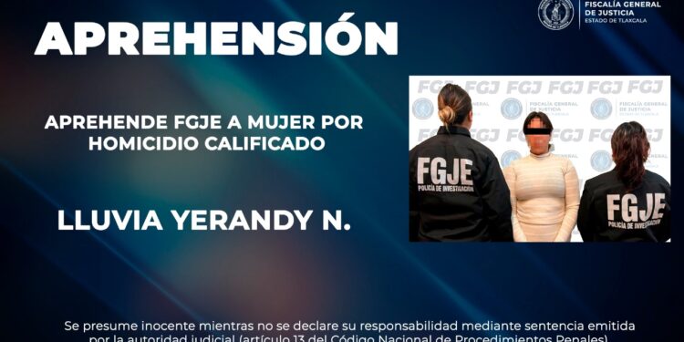 Aprehende FGJE a mujer por homicidio calificado