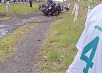 Deja volcadura algunos lesionados en Huamantla. 