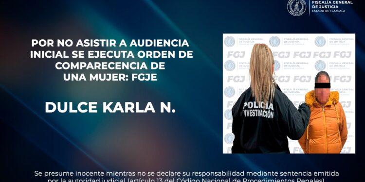 Por no asistir a audiencia inicial se ejecuta orden de comparecencia de una mujer: FGJE