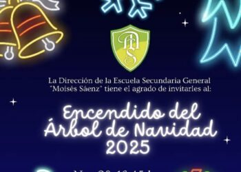 Invita la escuela Moisés Sáenz a encendió de árbol de navidad.