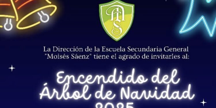 Invita la escuela Moisés Sáenz a encendió de árbol de navidad.